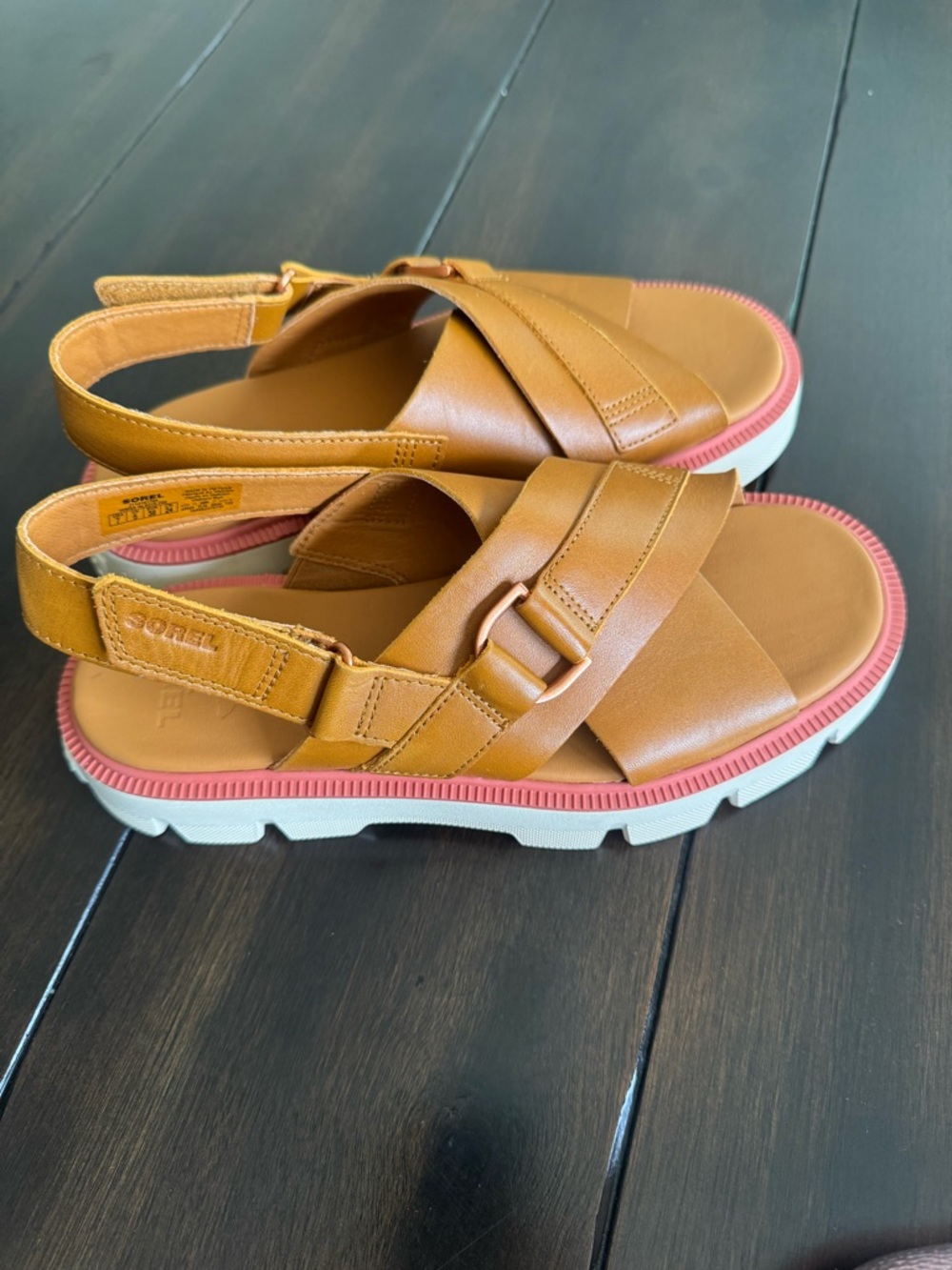 Sorel Women Tan Leather Slingback Sandals